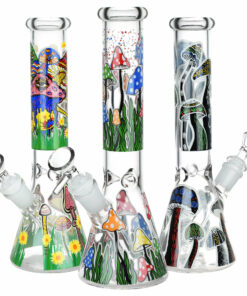 Shop Shrooms Are Watching Glow Glass Beaker Water Pipe - 10" / 14mm F / Designs Vary in australian