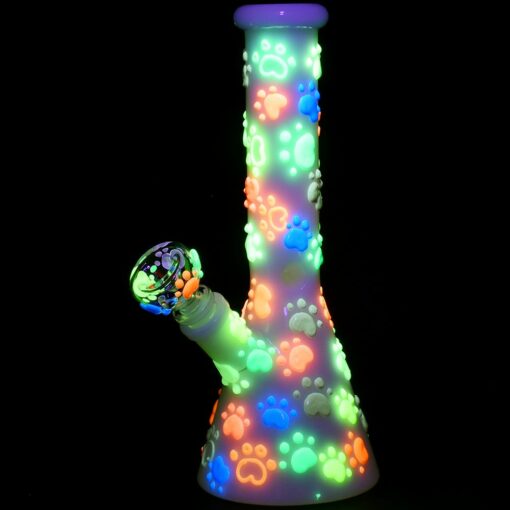 Shop Paws for the Cause Glow in Dark Beaker Water Pipe - 10" / 14mm F in australian