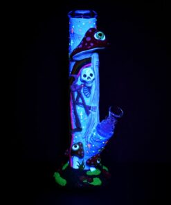 Shop Sneaky Skeleton and Watchful Fungi Glow In Dark Tube Water Pipe - 11.5