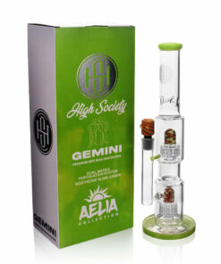 Shop High Society | Gemini Premium Wig Wag Waterpipe (Green) in australian