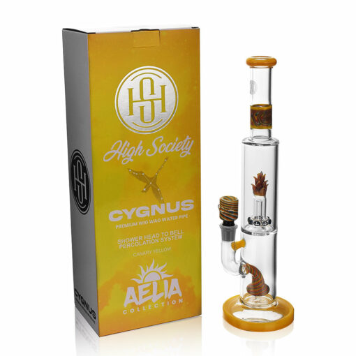 Shop High Society | Cygnus Premium Wig Wag Waterpipe (Canary Yellow) in australian