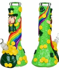 Shop St. Patrick's Day Pot of Gold Glow In The Dark Water Pipe - 10" / 14mm F in australian