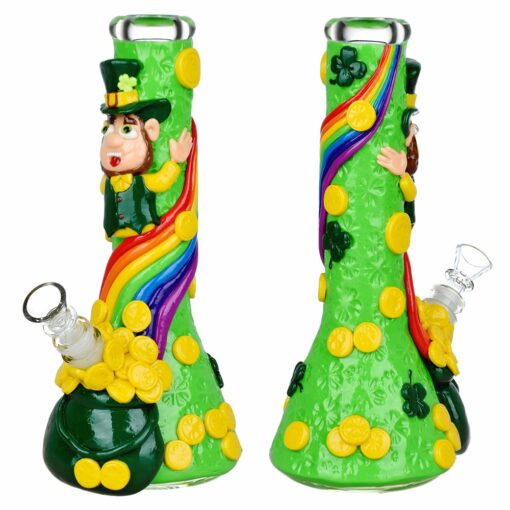 Shop St. Patrick's Day Pot of Gold Glow In The Dark Water Pipe - 10" / 14mm F in australian