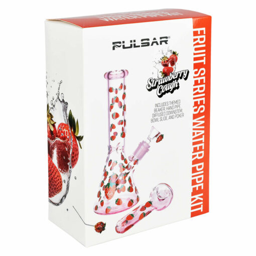 Shop Pulsar Fruit Series Strawberry Cough Herb Pipe Glow Duo - 10" / 14mm F in australian