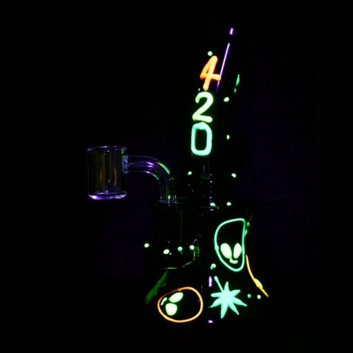 Shop 420 Alien Glow In The Dark Glass Dab Rig - 6.5" / 14mm F in australian