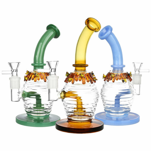 Shop Beez Kneez Honeypot Glass Water Pipe - 8.25" / 14mm F / Colors Vary in australian