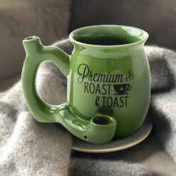 Shop Premium Roast & Toast Single Wall Mug - Green with Black Print in australian