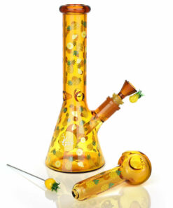 Shop Pulsar Fruit Series Pineapple Express Herb Pipe Glow Duo - 10" / 14mm F in australian