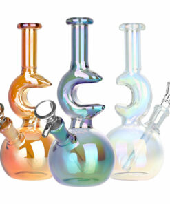 Shop Lunar Glow Electroplated Glass Water Pipe - 7.25" / 14mm F / Colors Vary in australian