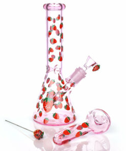 Shop Pulsar Fruit Series Strawberry Cough Herb Pipe Glow Duo - 10" / 14mm F in australian