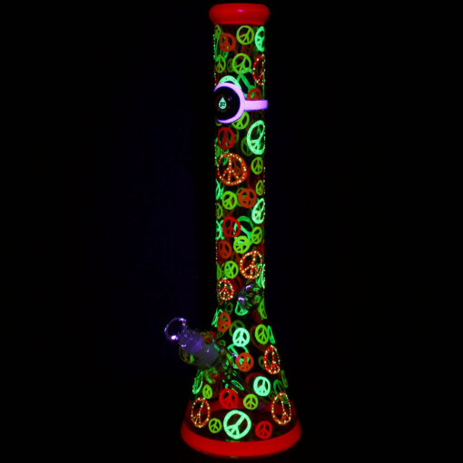 Shop Pulsar Peacekeeper Glow In The Dark Beaker Water Pipe - 18" / 14mm F in australian