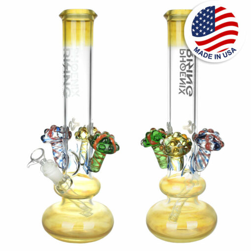 Shop Phoenix Rising Silver Fumed Shroom Water Pipe - 15"/14mm F in australian