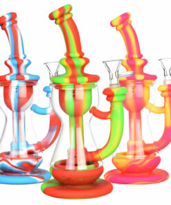 Shop Silicone/Glass Recycler Water Pipe - 9.5"/14mm F/Colors Vary in australian