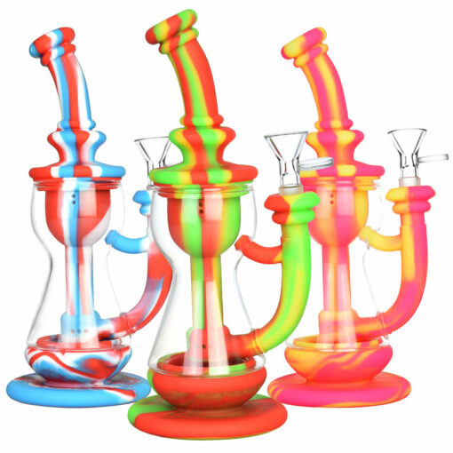 Shop Silicone/Glass Recycler Water Pipe - 9.5"/14mm F/Colors Vary in australian