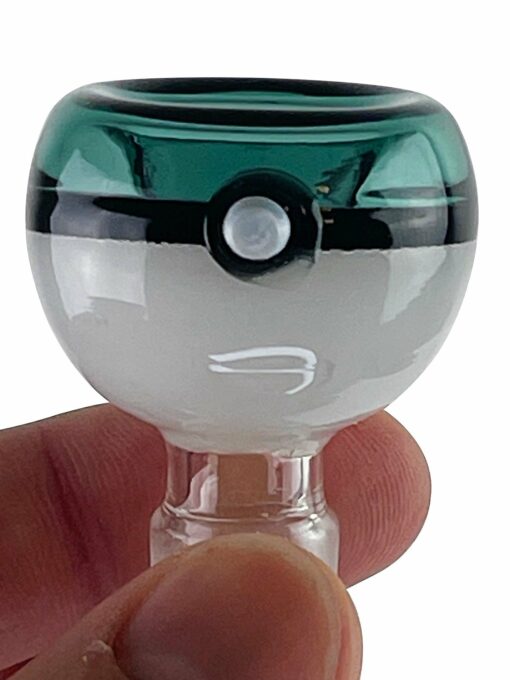 Shop Teal Poke Ball Glass Bong Bowl - 14mm in australian