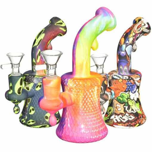 Shop Allover Graphic Silicone Water Pipe - 6.5"/14mm F/Designs Vary in australian