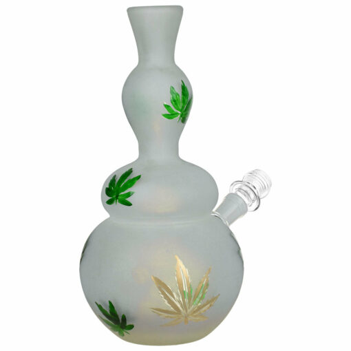 Shop Hemp Leaf Frosted Soft Glass Water Pipe - 9" / 14mm F in australian