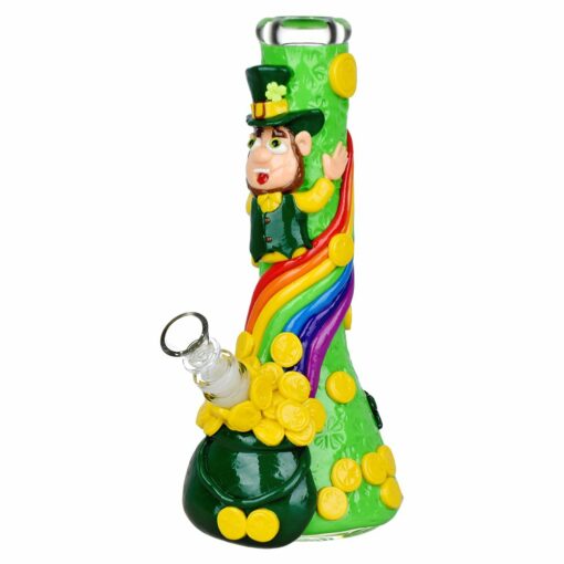 Shop St. Patrick's Day Pot of Gold Glow In The Dark Water Pipe - 10" / 14mm F in australian