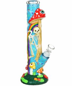 Shop Sneaky Skeleton and Watchful Fungi Glow In Dark Tube Water Pipe - 11.5" / 14mm F in australian