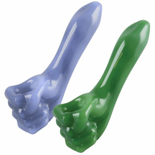 Shop Clenched Fist Glass Spoon Pipe in australian