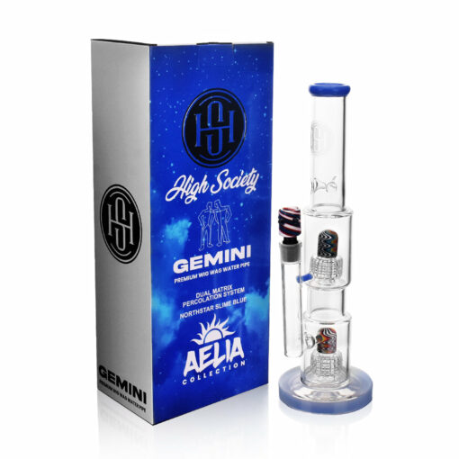 Shop High Society | Gemini Premium Wig Wag Waterpipe (Blue) in australian