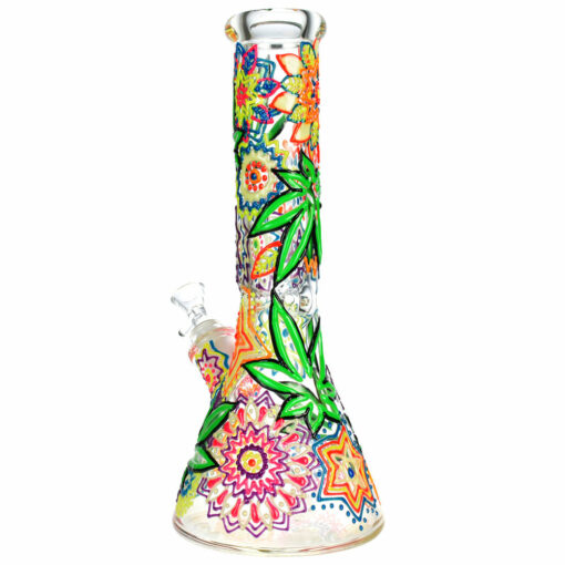 Shop Mandala Hemp Leaf Beaker Water Pipe - 12.75"/14mm F in australian