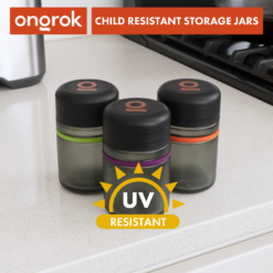 Shop Ongrok Child Resistant Glass Storage Jar, 3 pack x 180ml each in australian