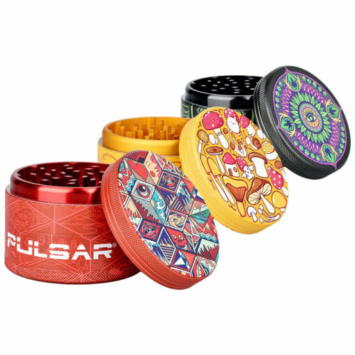 Shop 6PC DISP-Pulsar Artist Series Grinder with Side Art- 4pc /2.5"/Asst Designs in australian