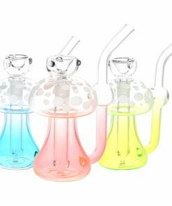 Shop Phosphorescent Fungi Glow in the Dark Glass Bubbler - 4.75" / 14mm F / Colors Vary in australian