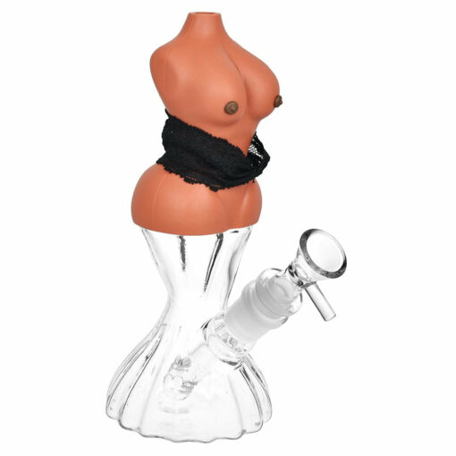 Shop Buxom Body w/ Removable Bra Glass & Silicone Water Pipe - 8" / 14mm F / Colors Vary in australian