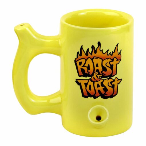 Shop Yellow Roast & toast mug with flames in australian