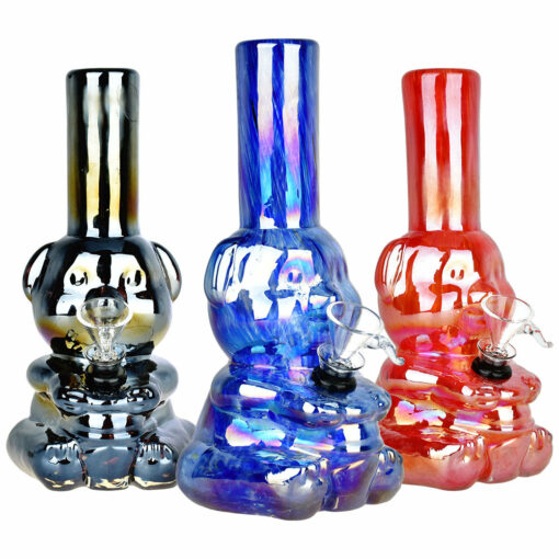 Shop Bear-y Shiny Electroplated Soft Glass Water Pipe - 7.75" / Colors Vary in australian