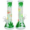 Shop 420 Hemp Leaf and Shrooms Glow In The Dark Glass Water Pipe - 9.5" / 14mm F in australian