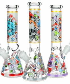 Shop Monsters And Shrooms Glow Glass Beaker Water Pipe - 10" / 14mm F / Designs Vary in australian