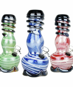 Shop Phunky Fumed Striped Soft Glass Water Pipe - 8.5" / Colors Vary in australian