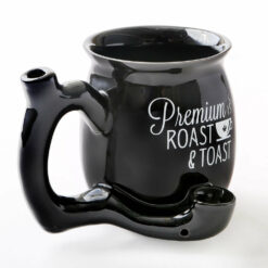 Shop Premium Roast & Toast Single Wall Mug - Shiny Black with White Print in australian