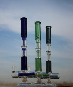 Shop 18" Inline and Dual Arm Percolated Glass Water Pipe in australian