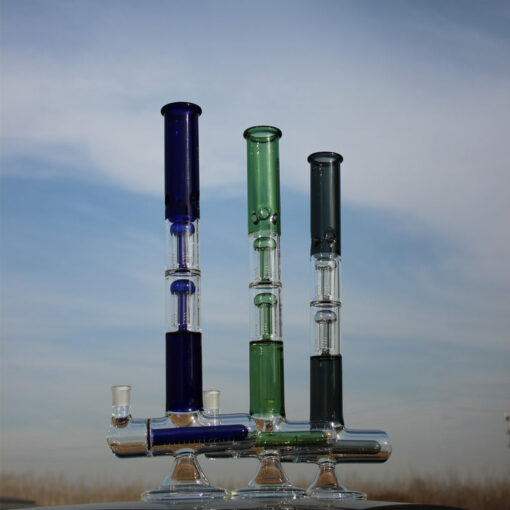 Shop 18" Inline and Dual Arm Percolated Glass Water Pipe in australian