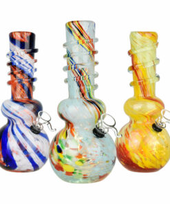 Shop Frenetic Frit Stripe Soft Glass Water Pipe - 10.25" / Colors Vary in australian