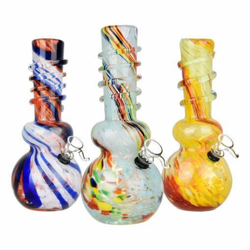 Shop Frenetic Frit Stripe Soft Glass Water Pipe - 10.25" / Colors Vary in australian