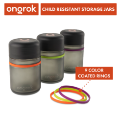 Shop Ongrok Child Resistant Glass Storage Jar, 3 pack x 180ml each in australian