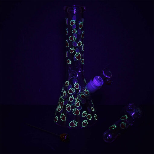 Shop Pulsar Fruit Series Strawberry Cough Herb Pipe Glow Duo - 10" / 14mm F in australian