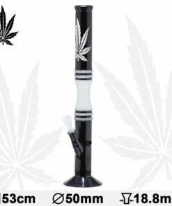 Shop 20.5" Black and White Hemp Leaf Glass Water Pipe Bong in australian