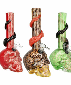 Shop Sacred Skull Soft Glass Water Pipe - 10.5" / Colors Vary in australian