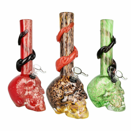 Shop Sacred Skull Soft Glass Water Pipe - 10.5" / Colors Vary in australian