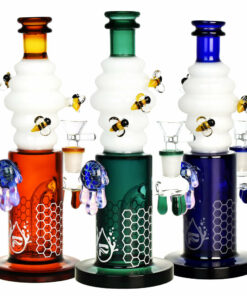 Shop Pulsar Killa Bees Water Pipe - 9.5" / 14mm F / Colors Vary in australian