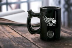 Shop Premium Roast & Toast Mug - Shiny Black with White Print in australian