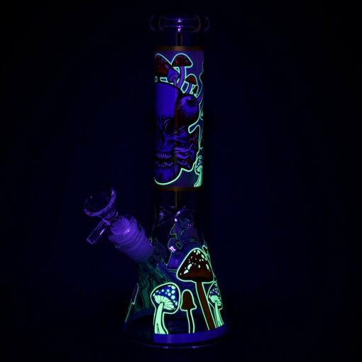 Shop Monsters And Shrooms Glow Glass Beaker Water Pipe - 10" / 14mm F / Designs Vary in australian