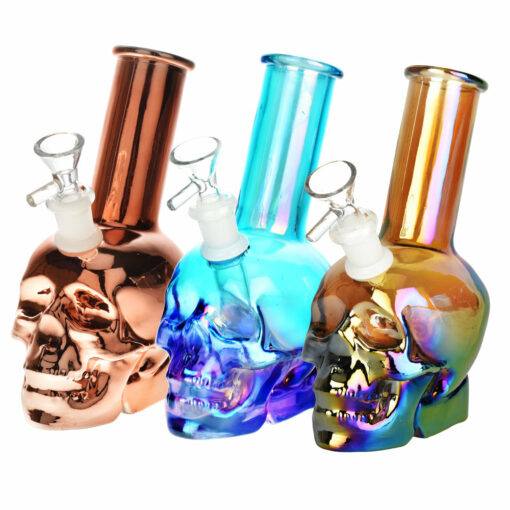 Shop Metallic Sunset Skull Water Pipe - 8"/14mm F/Clrs Vary in australian