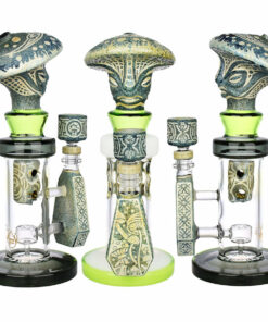 Shop Pulsar Hieroglyphs Mushroom Wizard Water Pipe - 10.5"/14mm F/Colors Vary in australian